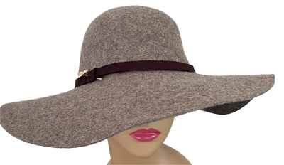 Heathered Grey Felt Hat w/Jeweled Butterfly Pin